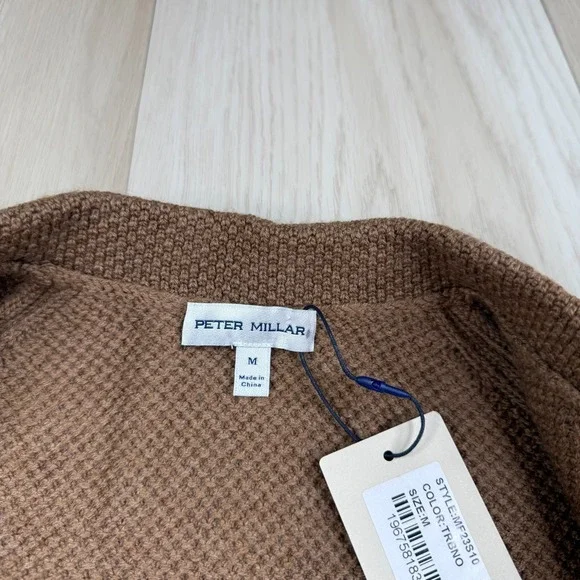 NWT Peter Millar Mens Turbinado Brown Anderson Cardigan Sweater Size Medium - Picture 3 of 9